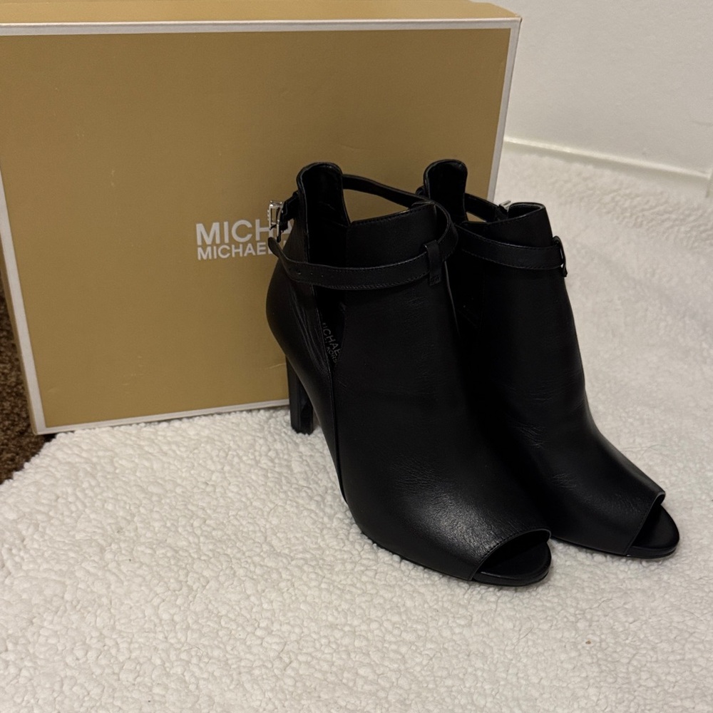 Michael Kors Black Peep Toe Heeled Boots